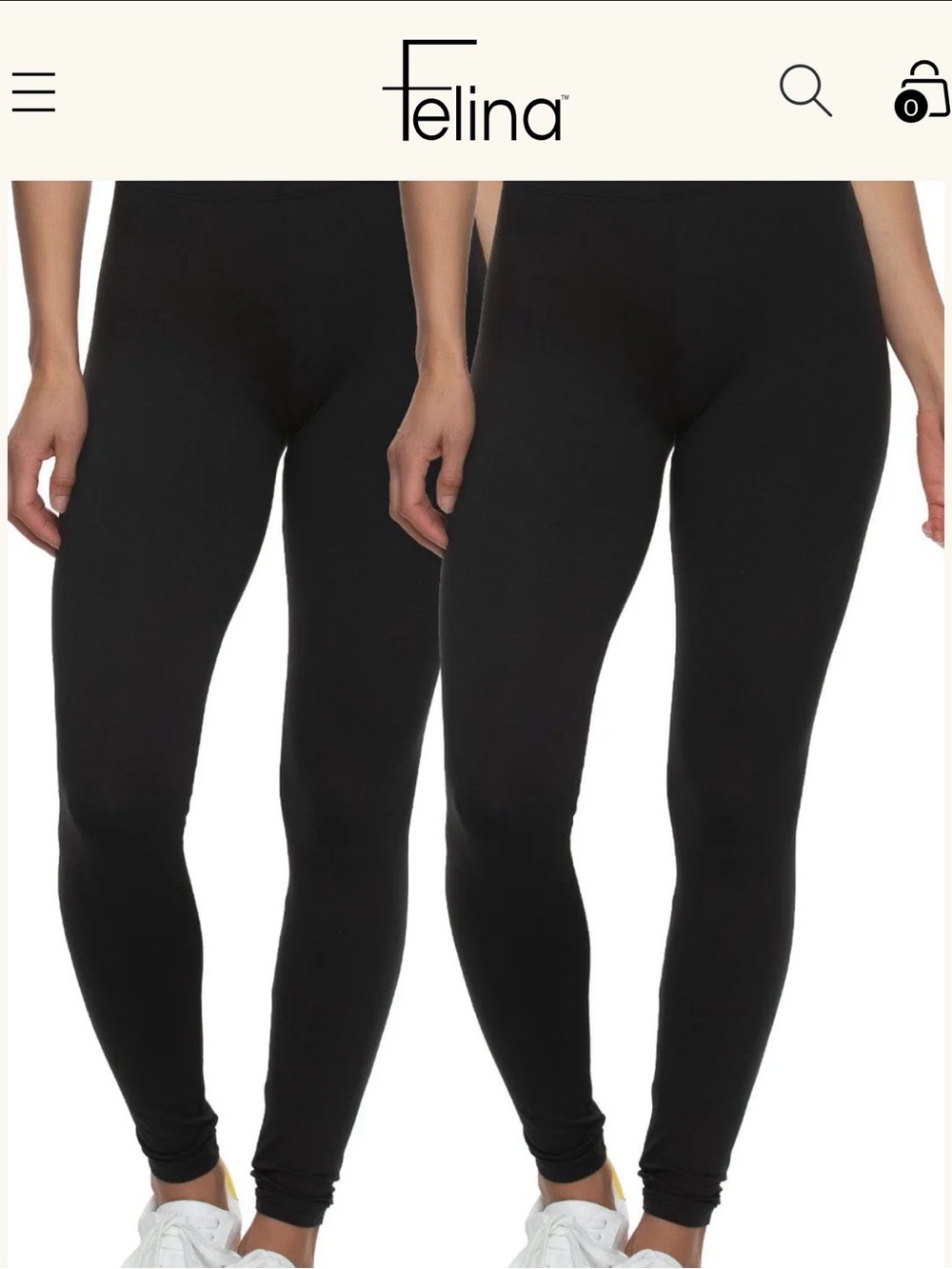 Felina Velvety Soft Black 7/8 Leggings - 2 Pack
